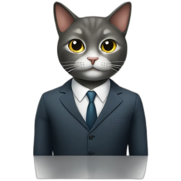 A cat in a business suit in a subway emoji