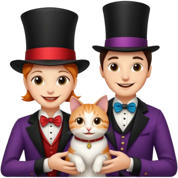 magician couple and their pet cat emoji