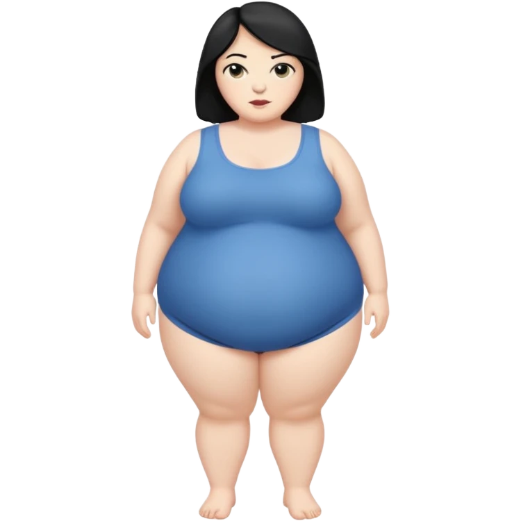 Fat white woman. Full body. Black hair emoji