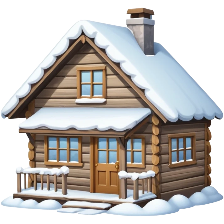 small house viewed directly from the front, with lots of snow.
The viewing angle must be directly towards the front door emoji