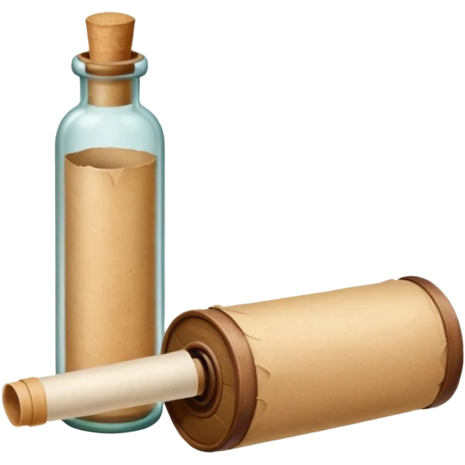 message bottles with paper roll emoji