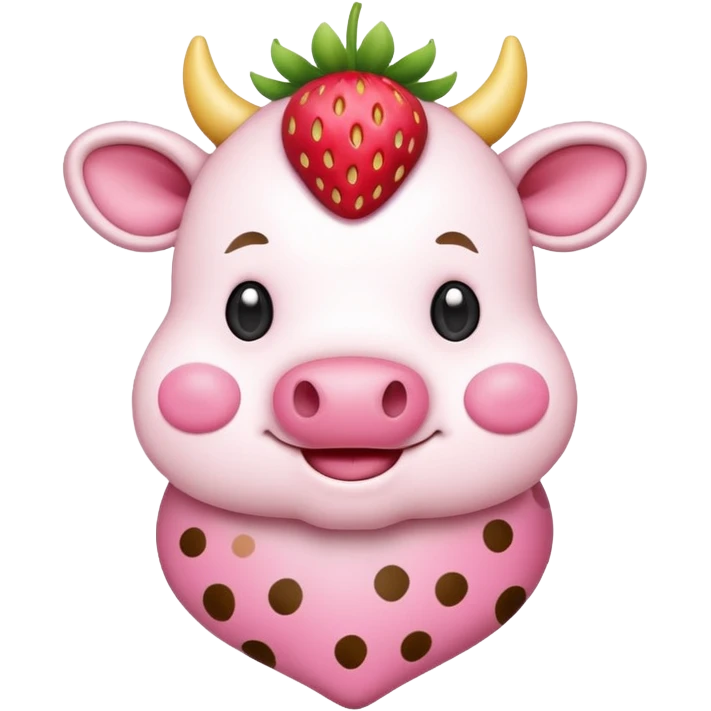 Kawaii style strawberry cow emoji
