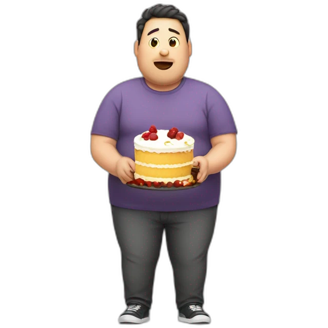 Obese man eating cake emoji