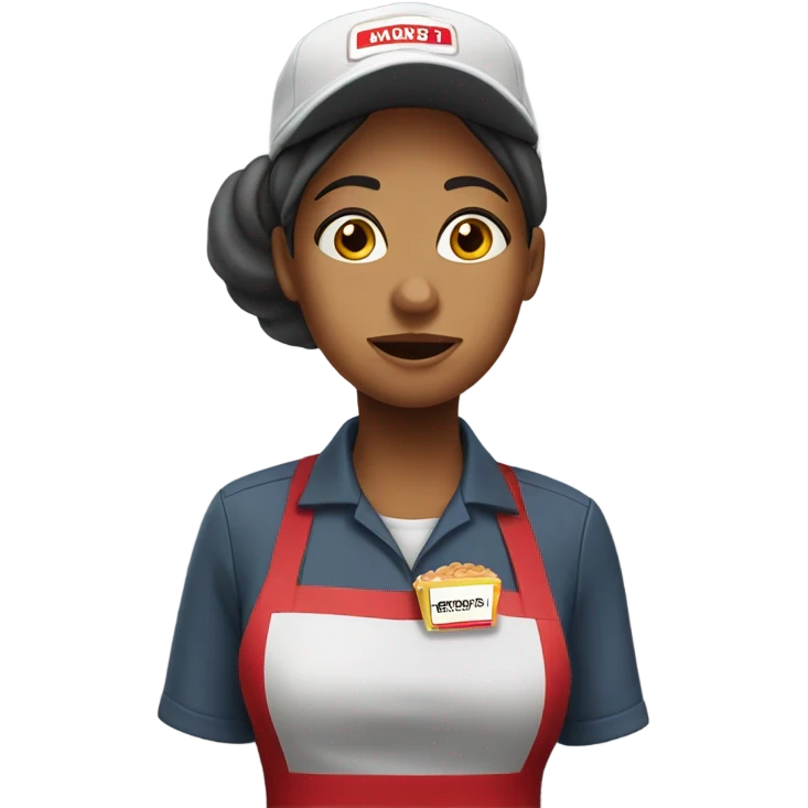 crying female fast food worker emoji