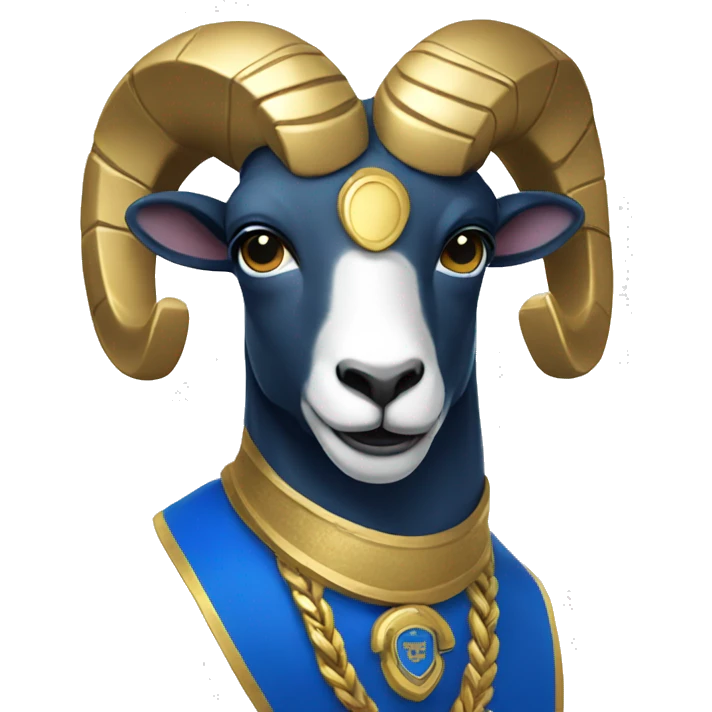 Ram wearing gold and blue  emoji
