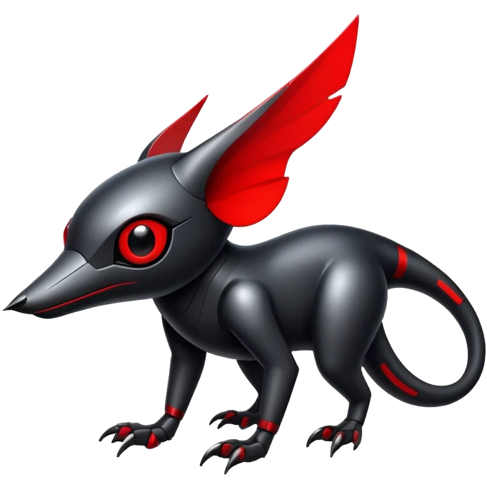Modern futuristic black dark fakemon-animal-creature with red accents emoji