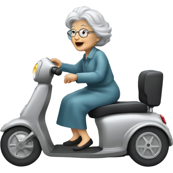 old lady grey hair and electrical disabled scooter emoji