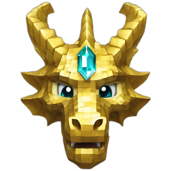Minecraft Glitter Gold Dragon Head With Diamond Horn emoji