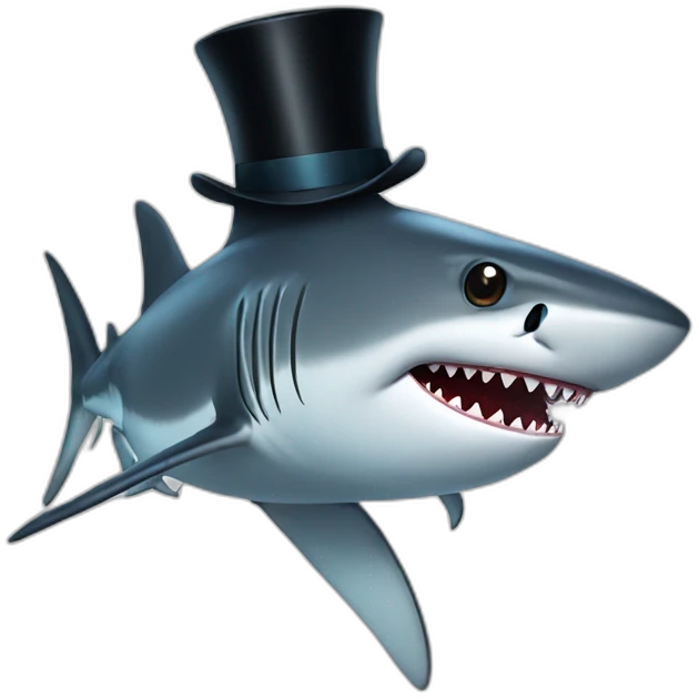 Shark with a top hat emoji