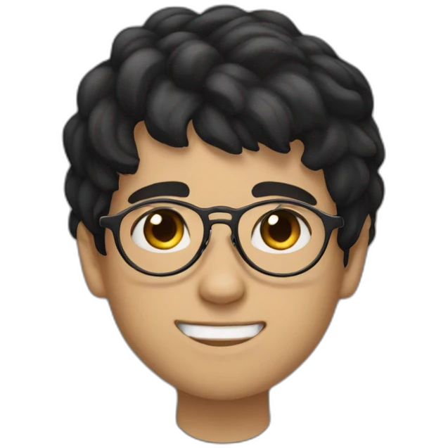 boy with black hair, wearing round glasses, and his skin is white emoji