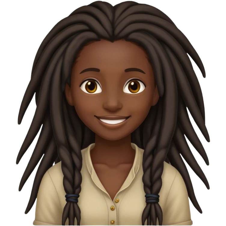 smiling dark skin black girl with long dreadlocks  emoji
