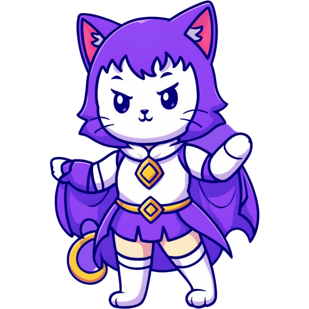catgirl character with detailed fantasy costume, magical vibe, anime look emoji