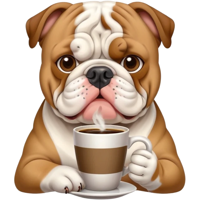 English bulldog enjoying coffee emoji