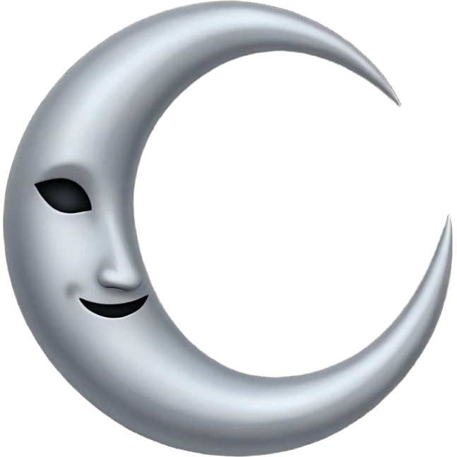 
iOS style emoji, minimal crescent, dark fantasy moon, flat emoji