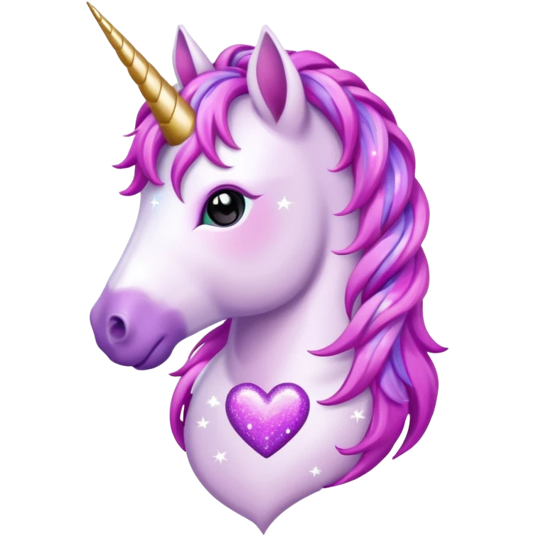 magical unicorn with Braided  mane  themed heart  emoji