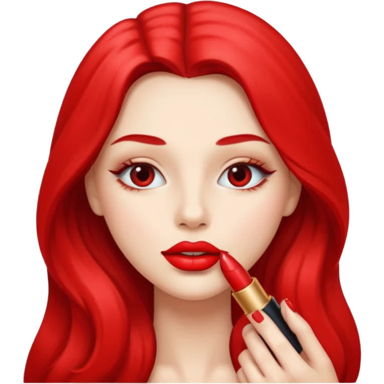 long haired woman putting liptstick emoji
