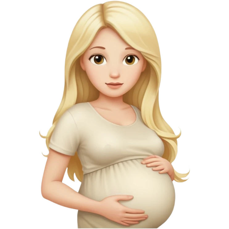 Beautiful Pregnant woman blonde with long hair cream top emoji