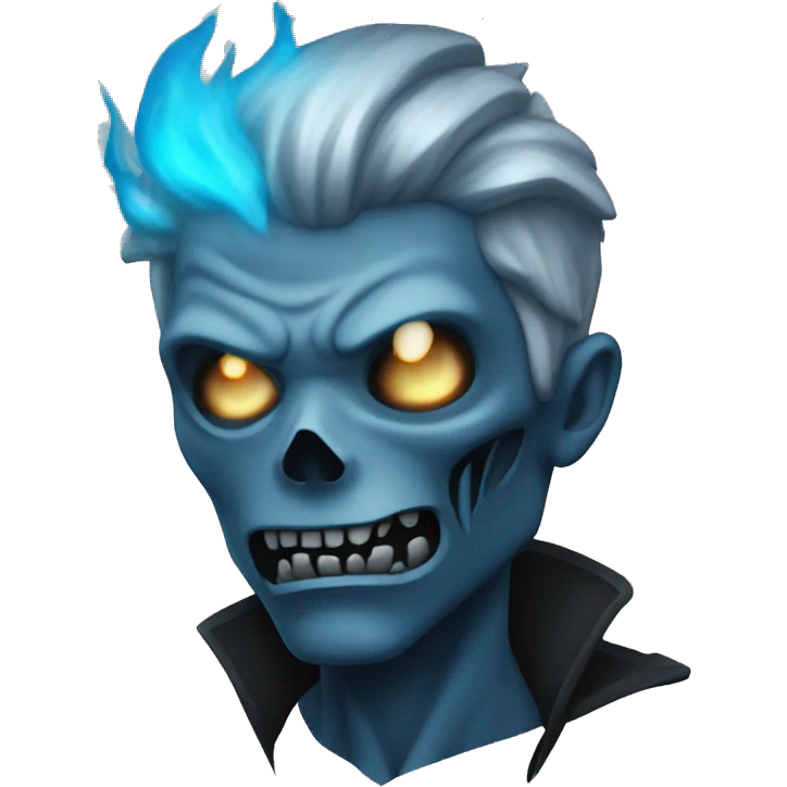 Dark black gray silver zombie blue flames blue glow emoji