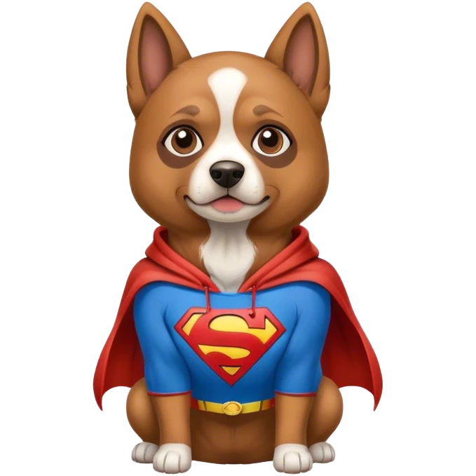 A dog wearing a Superman hoodie ￼ emoji