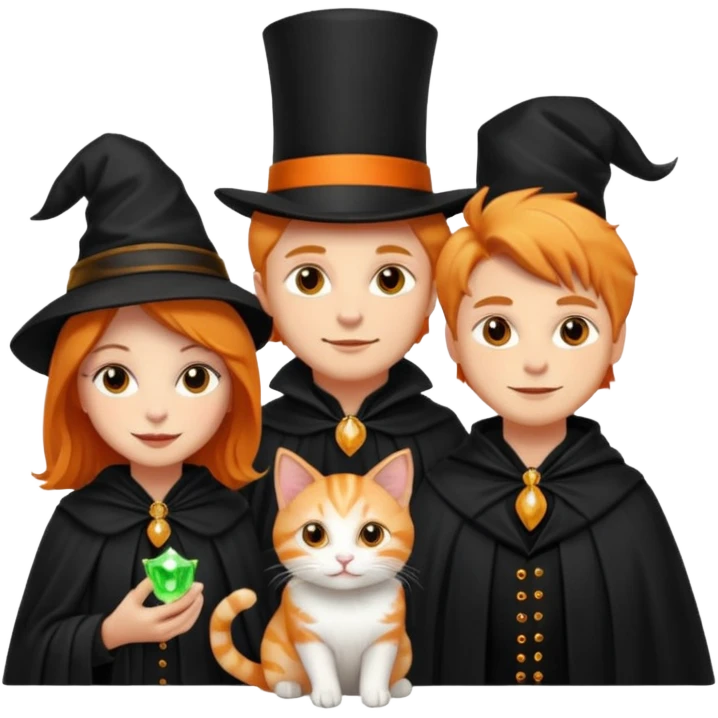 magician couple and their pet cat emoji
