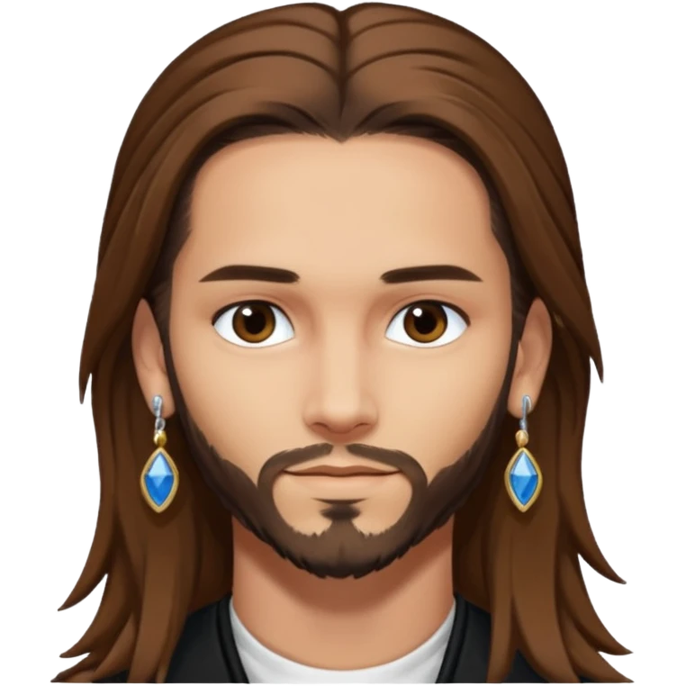 Tom Kaulitz with brown long hair, earrings emoji