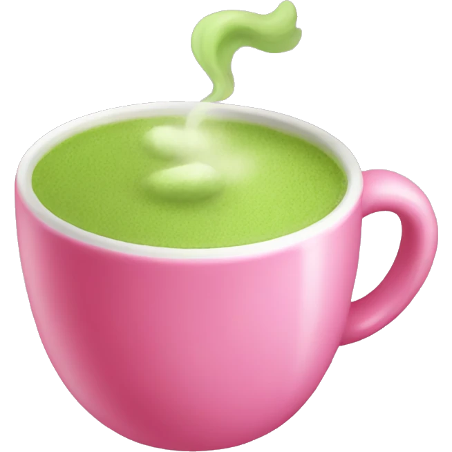 Pink cup with matcha emoji