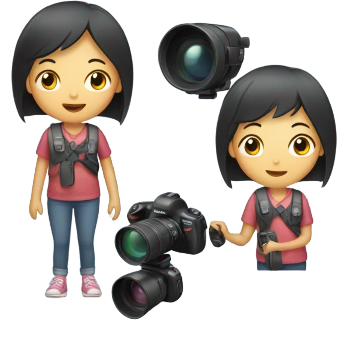 asian girl with video camera emoji