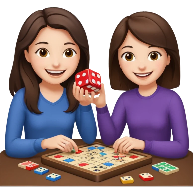 brunette friends playing board game emoji