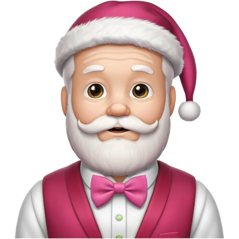 Papá Noel con moñito rosado emoji