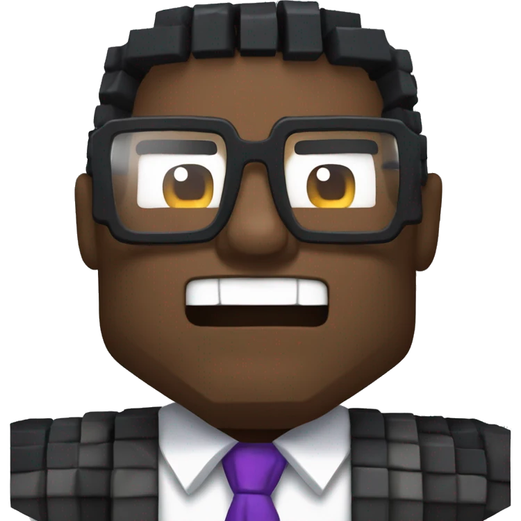black hairedbalding overweight middle-aged gamer man with big teeth and glasses drinking minecraft potion emoji