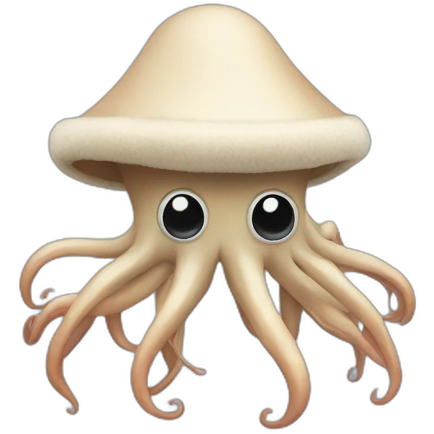 Squid wearing a coonskin cap emoji