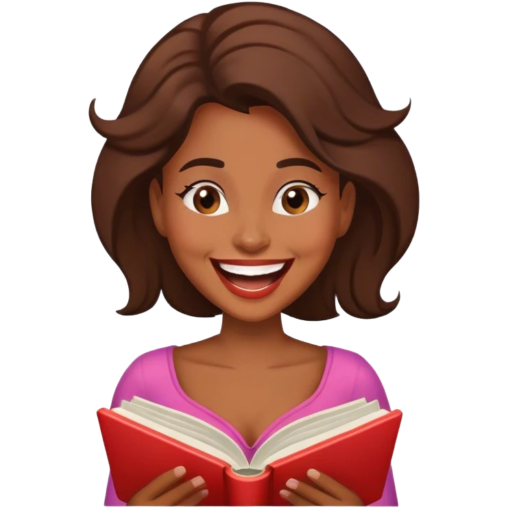 laughing woman reading a romance book emoji