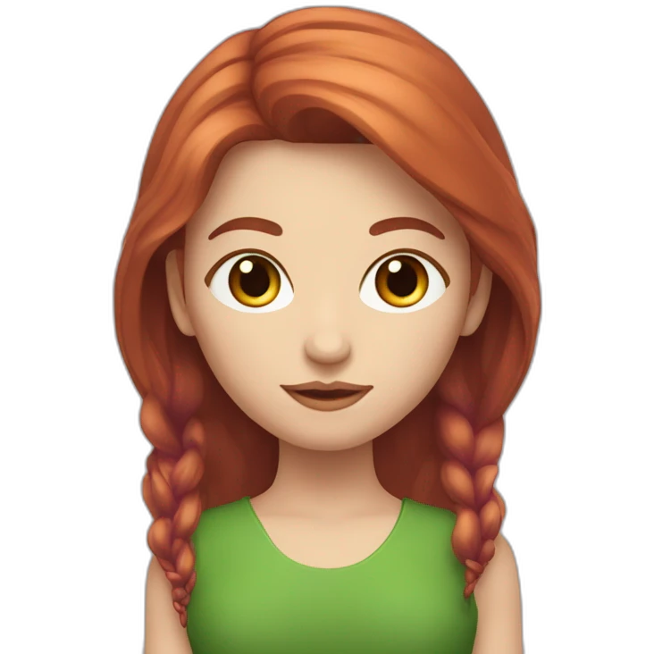 Femme rousse de 25ans avec un œil violet et un œil vert emoji