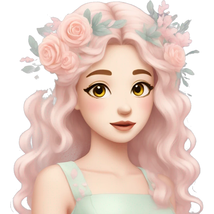 Dreamy pretty pastel flower girl aesthetic emoji