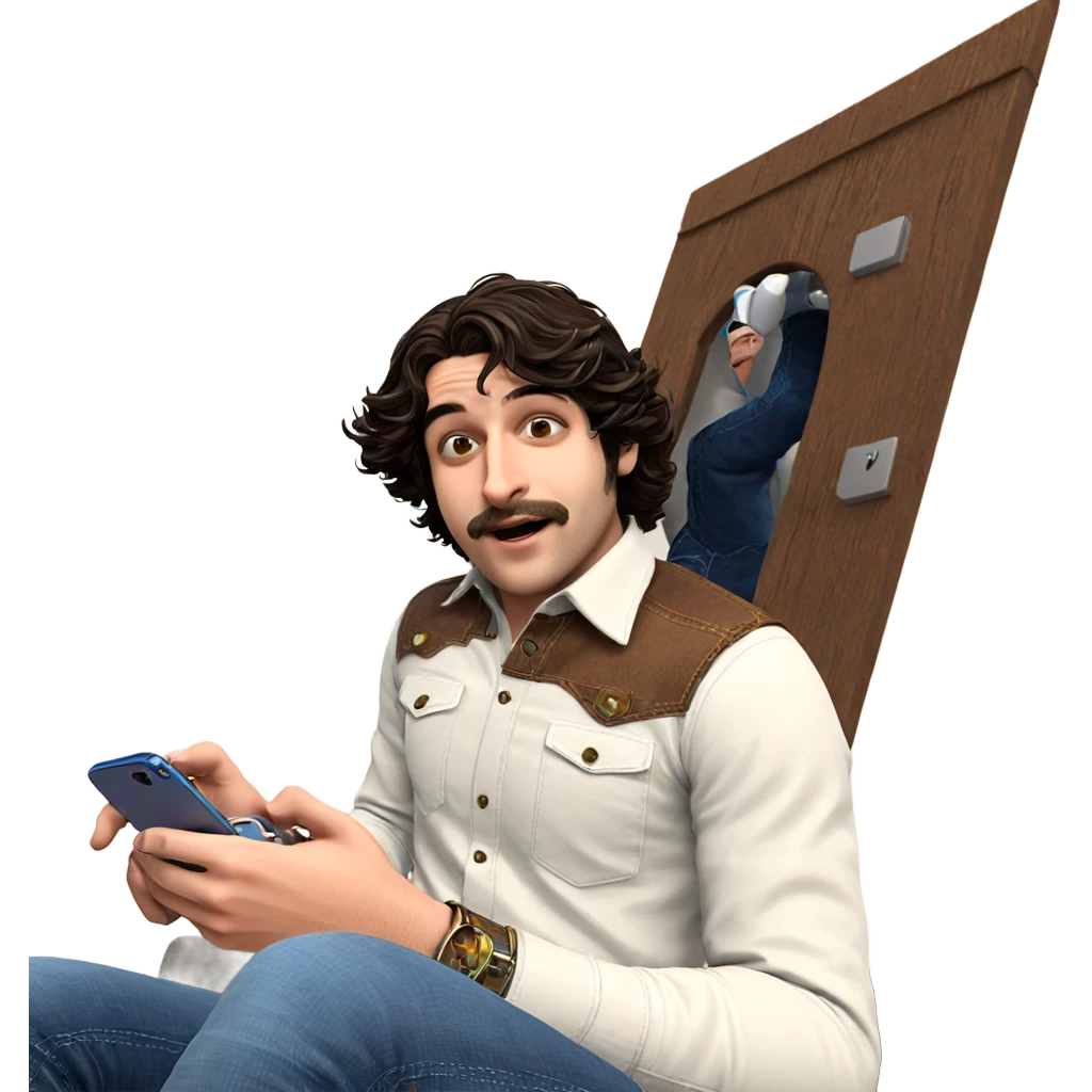 boy with phone in jeans emoji