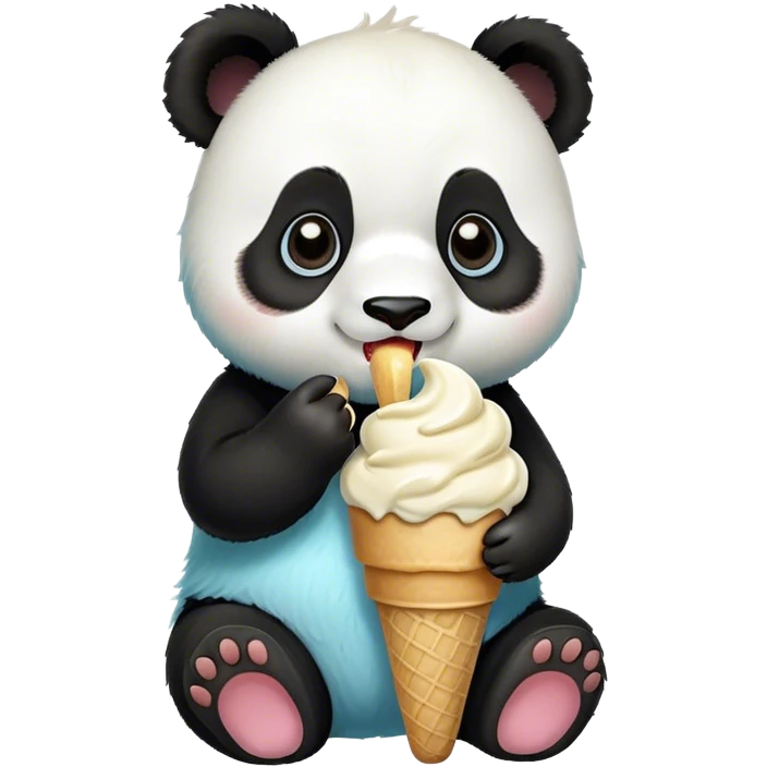 light blue baby Panda eating ice cream emoji