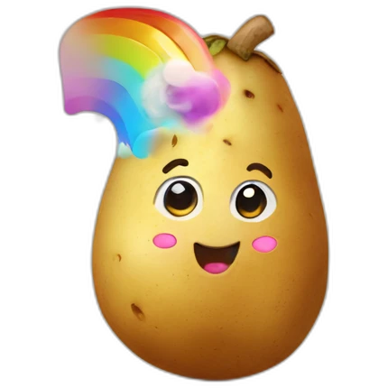 potato with unicorn head, rainbow emoji