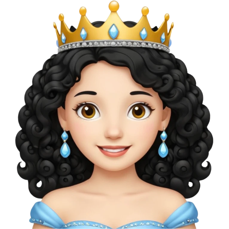Princesa banca con el pelo rizado y el pelo negro  emoji