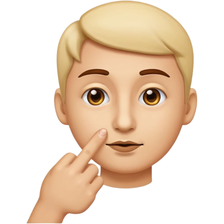 A classic emoji nose, no face, with a pointer finger touching the tip of it emoji