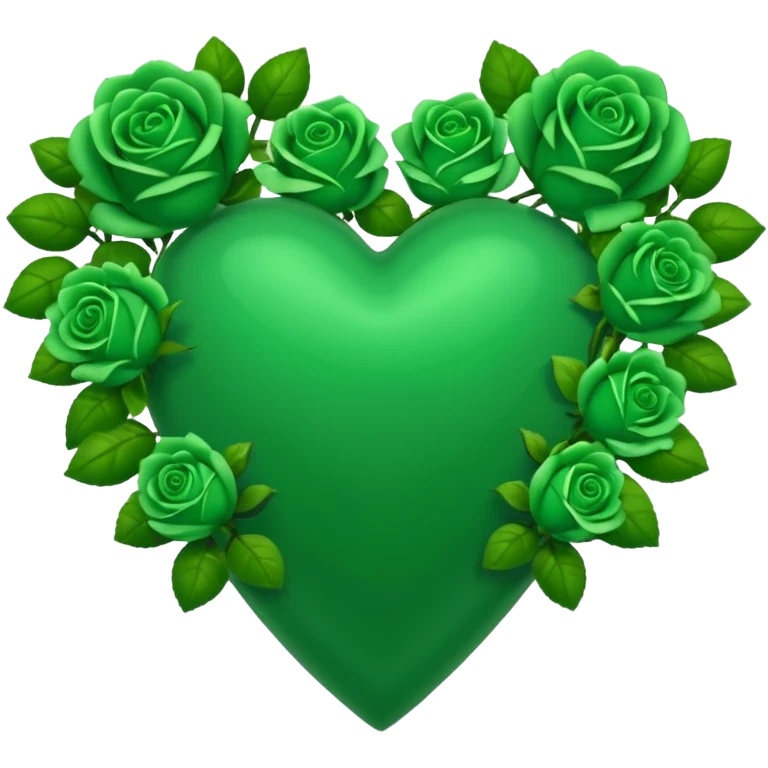 Green Heart with green roses  emoji