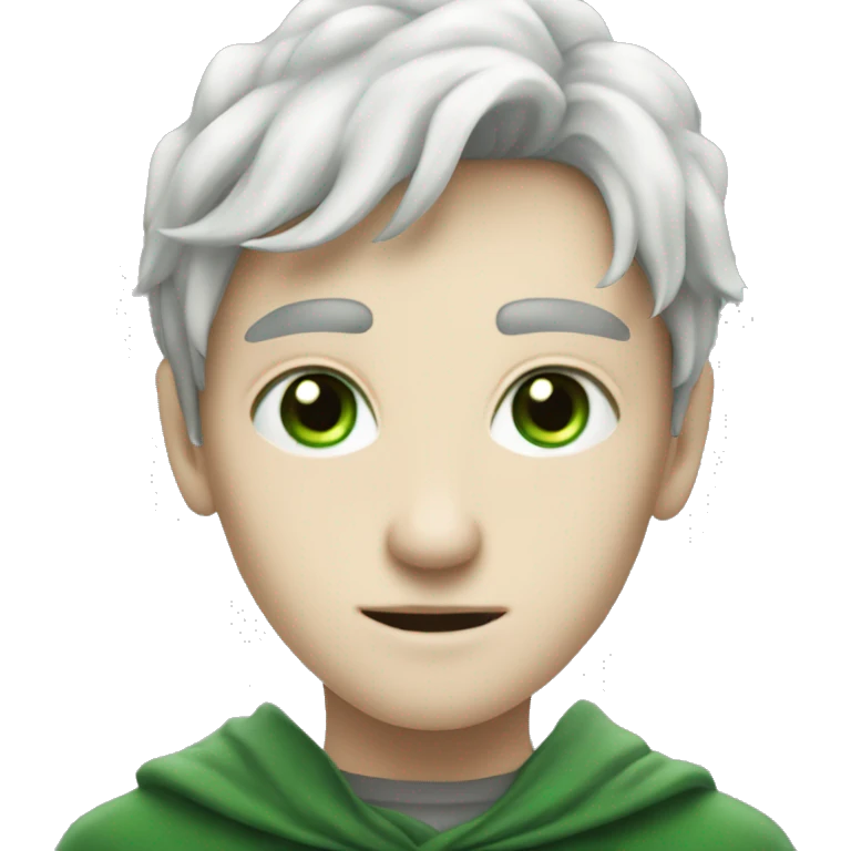 teenage white-skinned wizard with black hair, green eyes in green disgue emoji