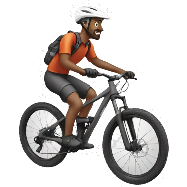 man mountainbike white riding emoji