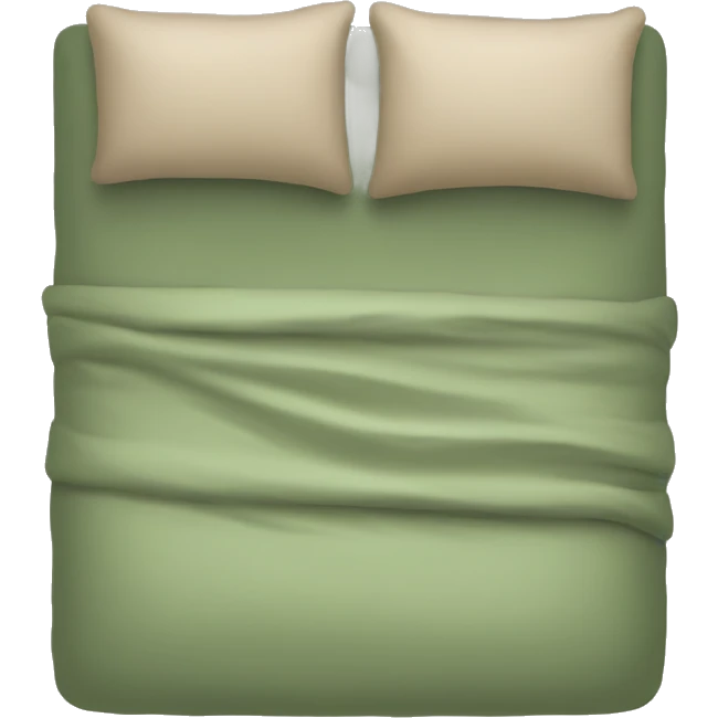 Sage green bed with tan throw blanket emoji