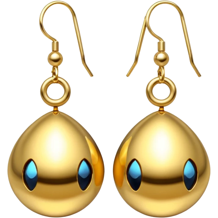 Ultra detailed, futuristic pair of gold, earrings emoji