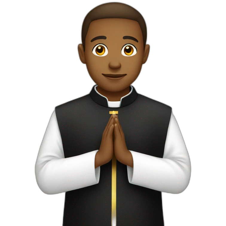 American Young Priest in prayer wearing cassock emoji