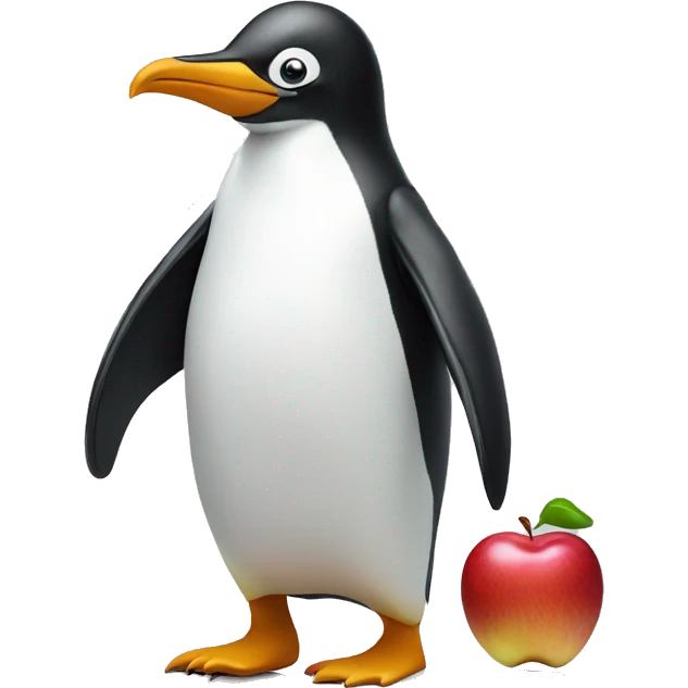 Penguin with an apple as a head wearing crocs emoji