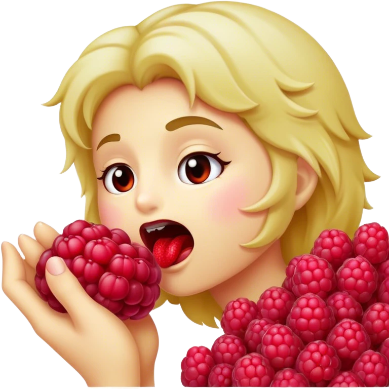 A raspberry easts a raspberry emoji