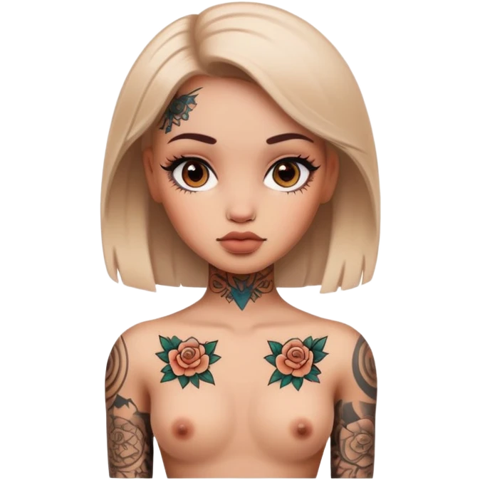 body tattoos, beautiful, woman, doll emoji