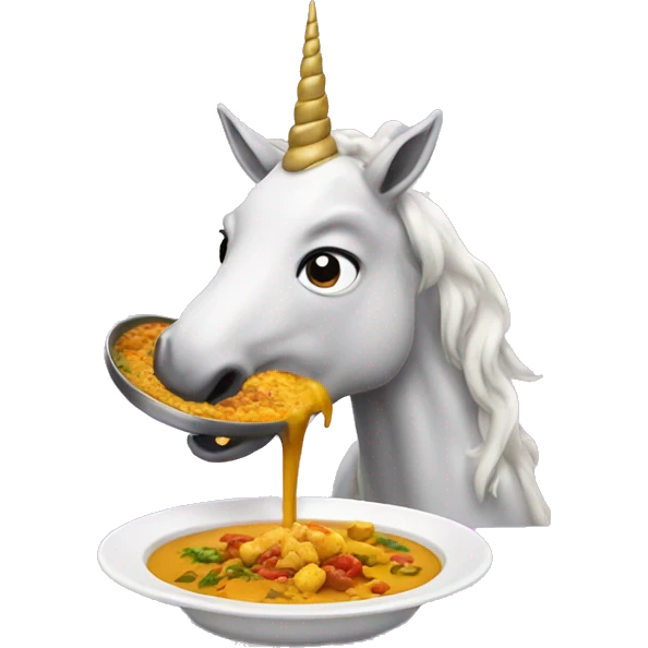 Unicorn eating curry  emoji