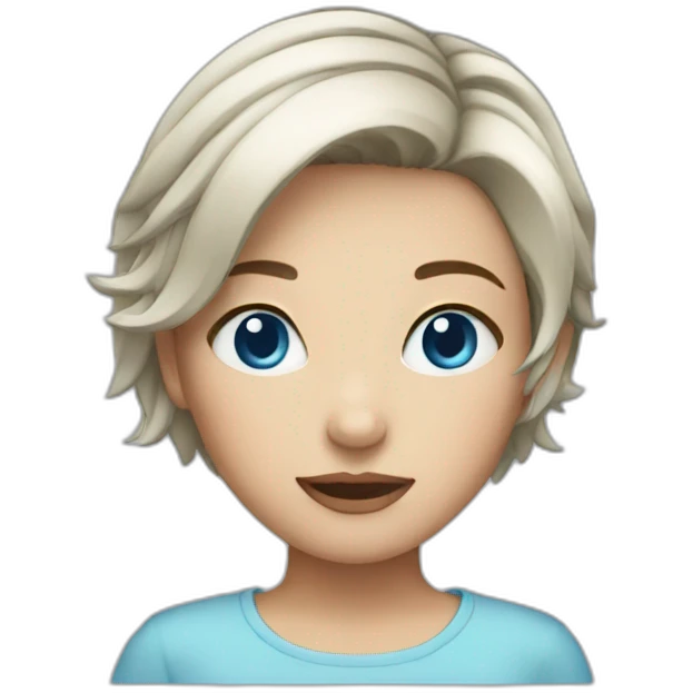short hair girl blue eyes emoji